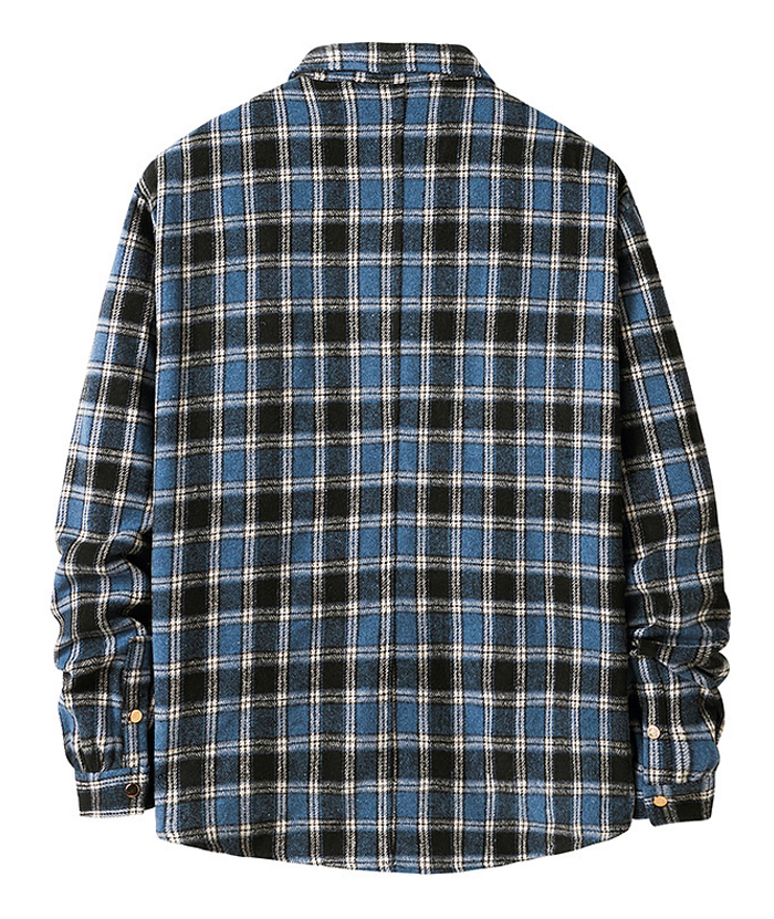 ZITY Men's Long Sleeve Cotton Plaid Flannel Shirt-DUMLT05315|Zitysports