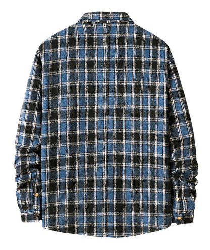 ZITY Men's Long Sleeve Cotton Plaid Flannel Shirt-DUMLT05315|Zitysports