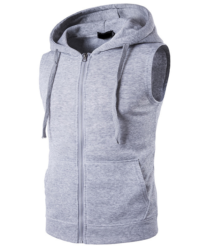 ZITY Men's Sleeveless Slim Fit Full Zip Up Hoodie-DUMMG05240 |Zitysports
