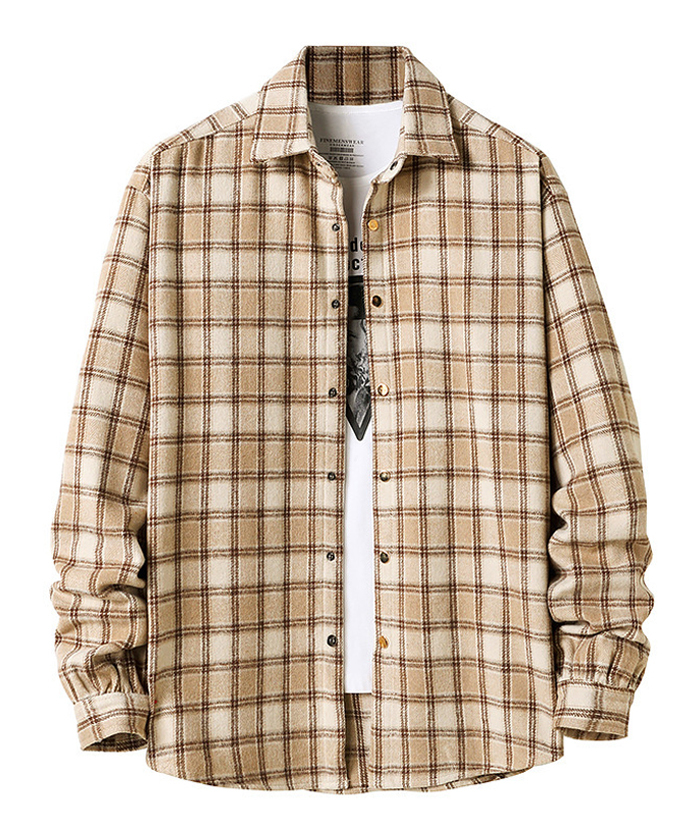 ZITY Men's Long Sleeve Cotton Plaid Flannel Shirt-DUMLT05315|Zitysports
