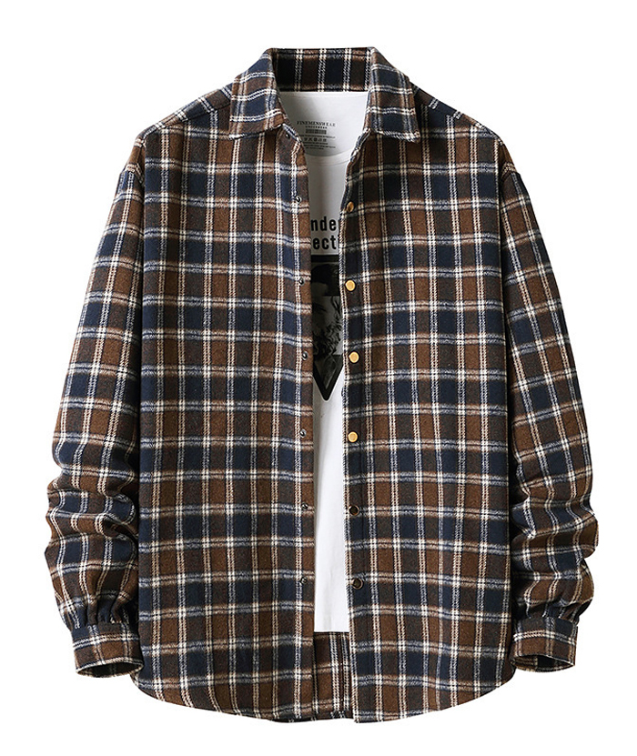 ZITY Men's Long Sleeve Cotton Plaid Flannel Shirt-DUMLT05315|Zitysports