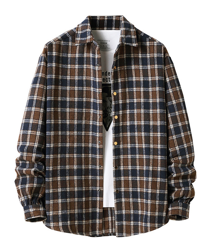 ZITY Men's Long Sleeve Cotton Plaid Flannel Shirt-DUMLT05315|Zitysports