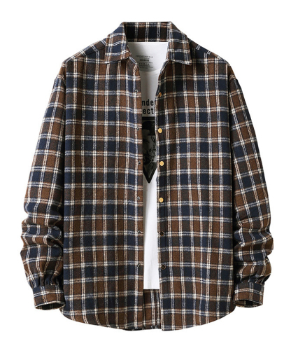 ZITY Men's Long Sleeve Cotton Plaid Flannel Shirt-DUMLT05315|Zitysports
