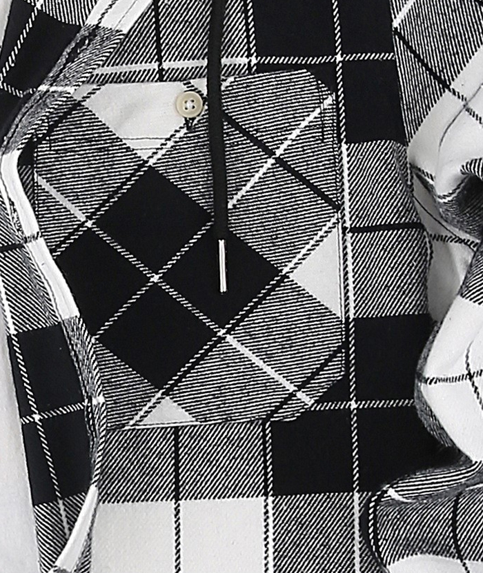Men's Hooded Button Up Flannel Plaid Shirt-DUMLT05800