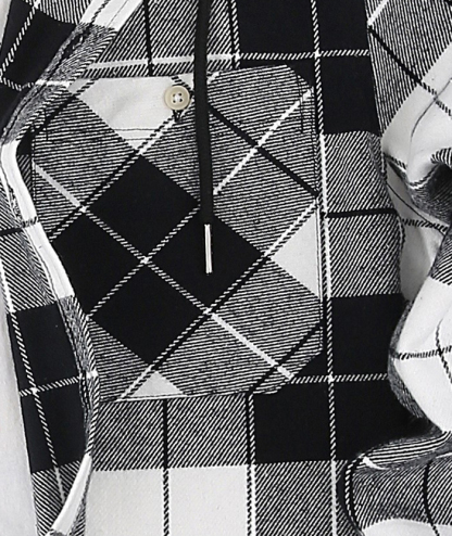 Men's Hooded Button Up Flannel Plaid Shirt-DUMLT05800