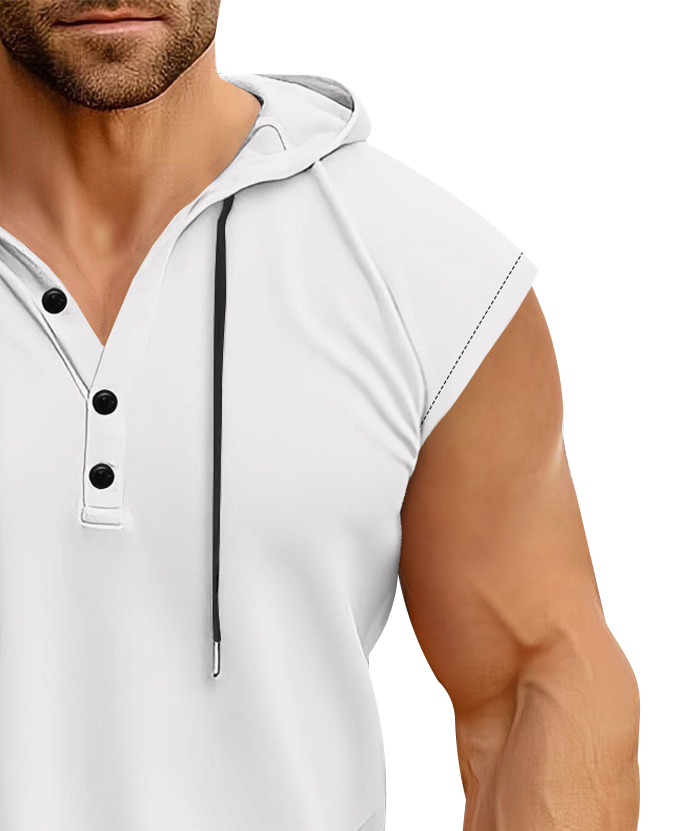 ZITY Men's Sleeveless Running Fitness Sweatshirt Button Up Hoodie-DUMMG05232 |Zitysports