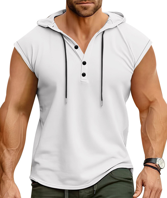 ZITY Men's Sleeveless Running Fitness Sweatshirt Button Up Hoodie-DUMMG05232 |Zitysports