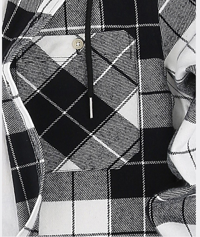 Men's Hooded Button Up Flannel Plaid Shirt-DUMLT05800