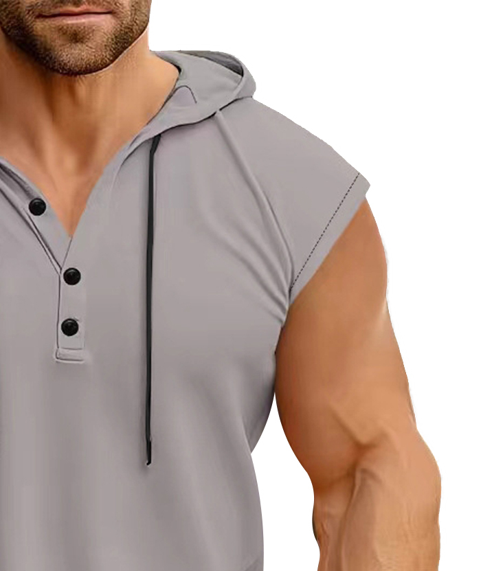 ZITY Men's Sleeveless Running Fitness Sweatshirt Button Up Hoodie-DUMMG05232 |Zitysports