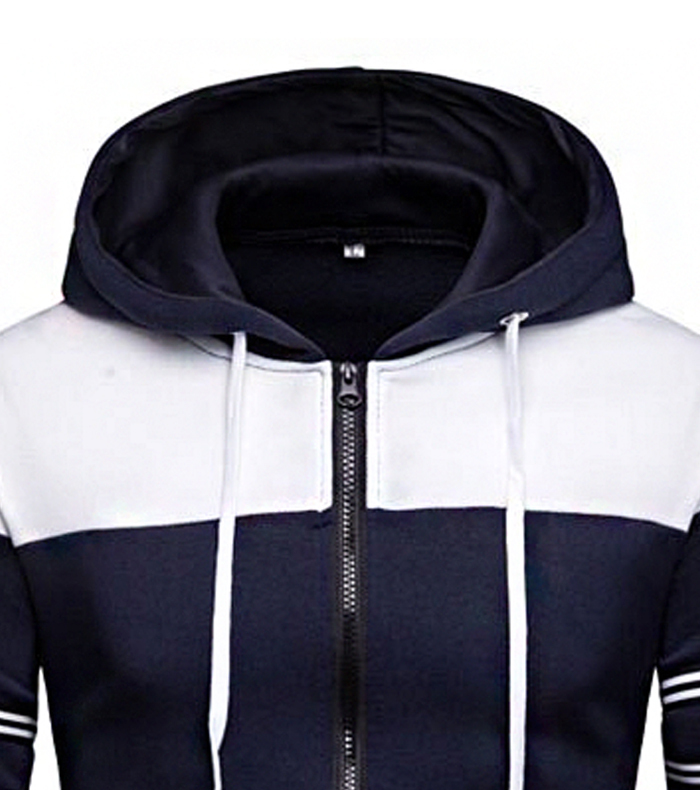 ZITY Men's Long Sleeve Full Zip Up Color Block Outwear Hoodie-DUMFH04958|Zitysports
