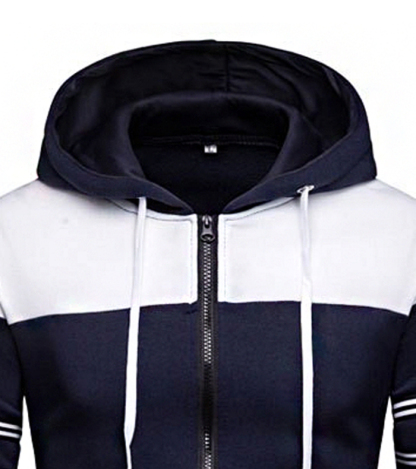 ZITY Men's Long Sleeve Full Zip Up Color Block Outwear Hoodie-DUMFH04958|Zitysports