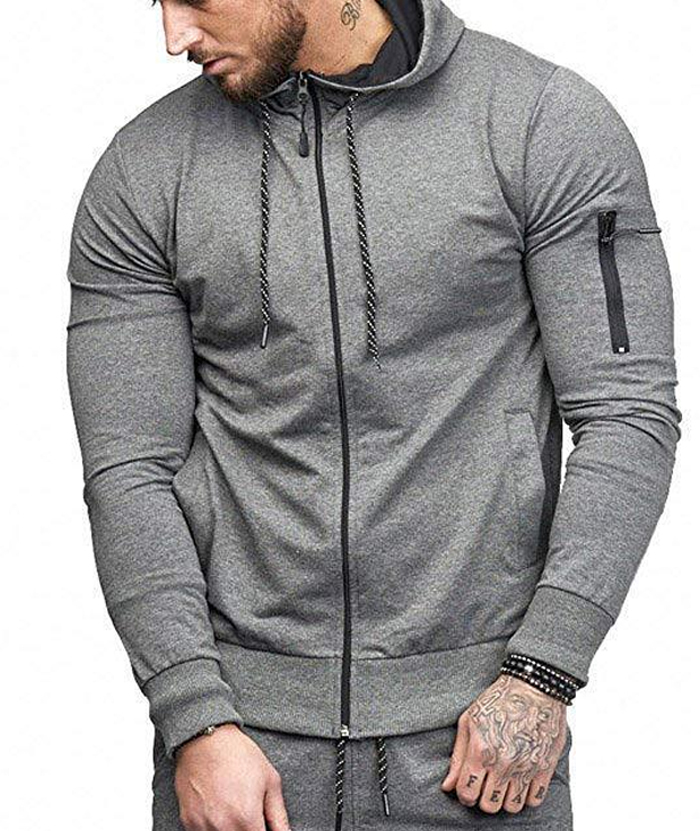 ZITY Men's Full-Zip Long Sleeve Workout Slim Fit Outdoor Hoodie-DUMFH04985|Zitysports