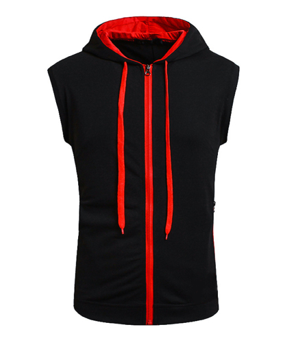 ZITY Men's Zip Up Cotton Sleeveless Hoodie-DUMMG05213|Zitysports