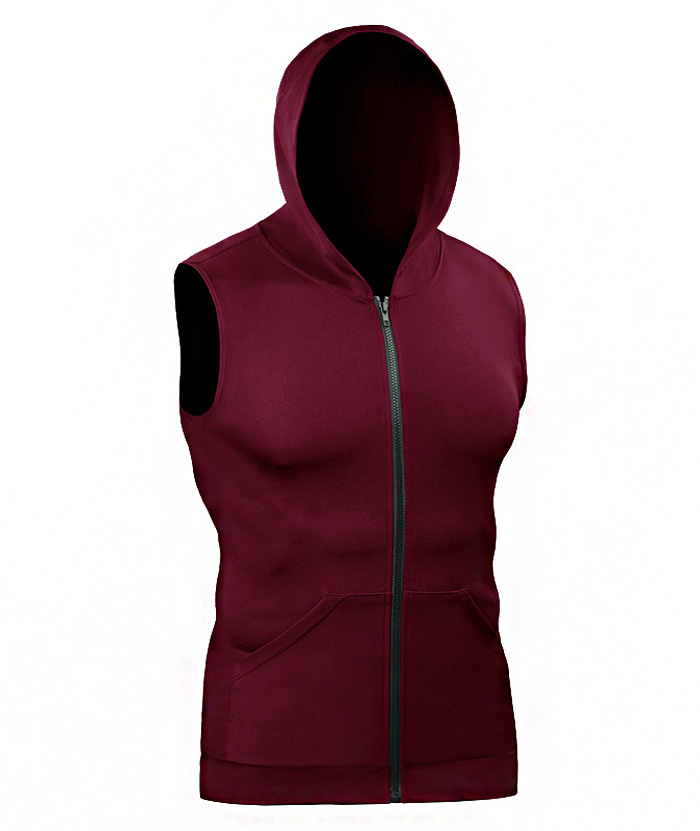 ZITY Men's Zip Up Slim Fit Sleeveless Hoodie-DUMMG05220|Zitysports
