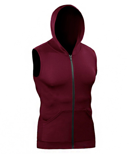ZITY Men's Zip Up Slim Fit Sleeveless Hoodie-DUMMG05220|Zitysports