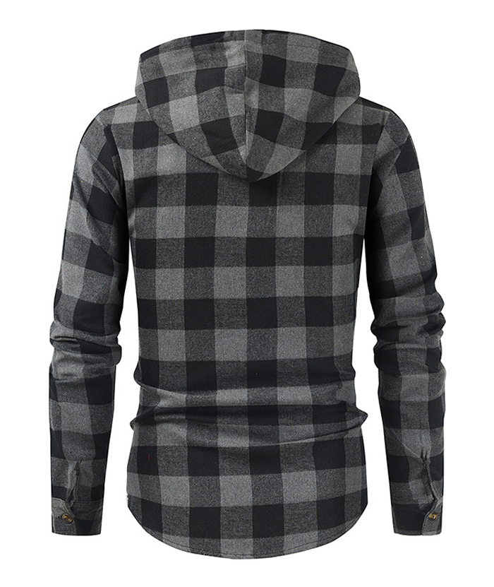 ZITY Men's Plaid Long Sleeved Full Zip Hoodie-DUMFH05321|Zitysports