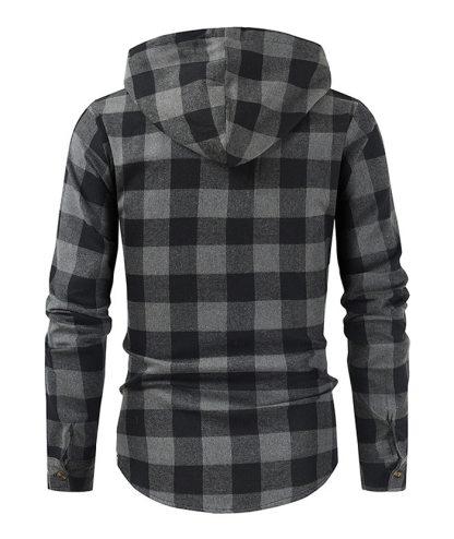 ZITY Men's Plaid Long Sleeved Full Zip Hoodie-DUMFH05321|Zitysports