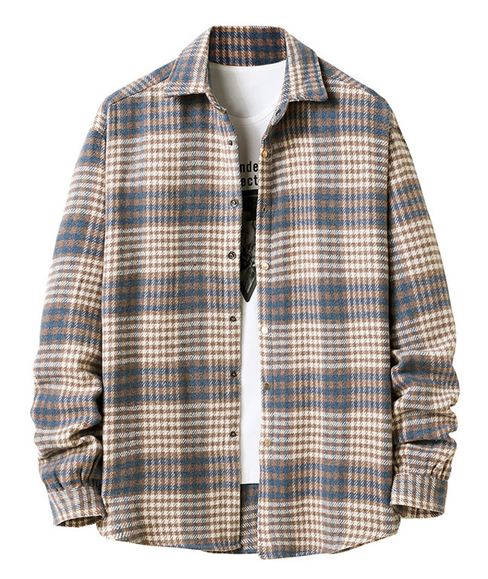 ZITY Men's Long Sleeve Plaid Flannel Shirt-DUMLT05317|Zitysports
