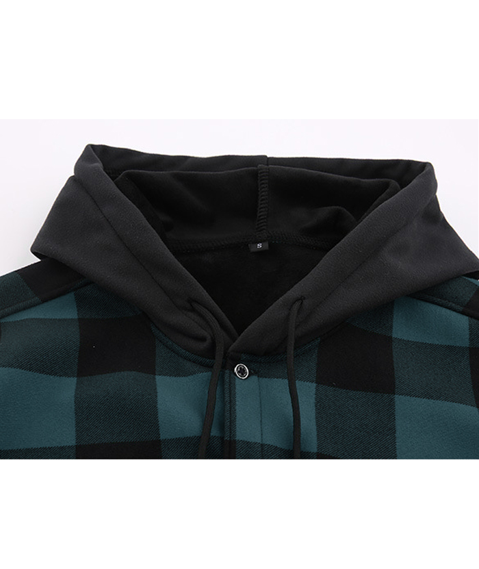 ZITY Men's Long Sleeve with Double Pockets Plaid Hoodie Jacket-DUMJA05356|Zitysports