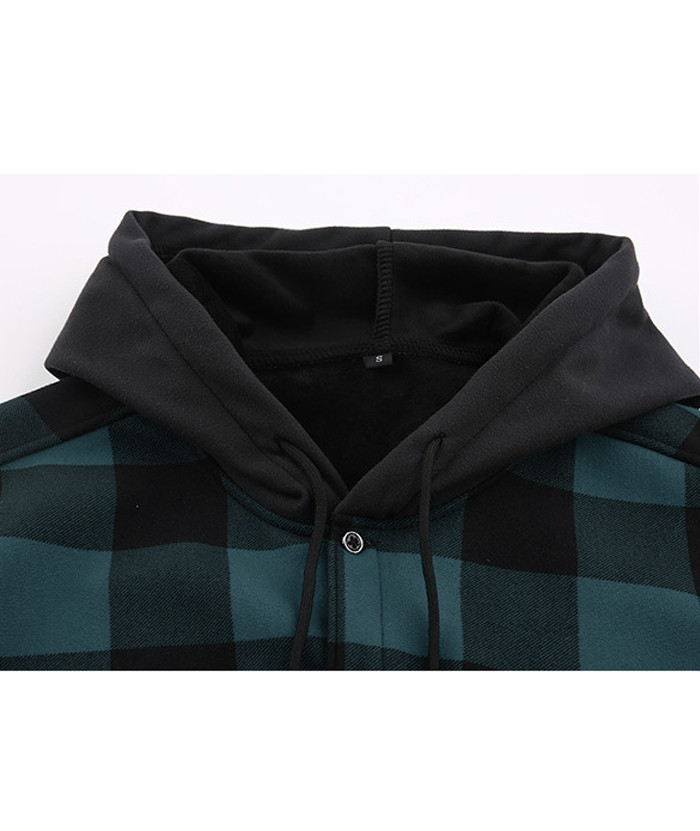 ZITY Men's Long Sleeve with Double Pockets Plaid Hoodie Jacket-DUMJA05356|Zitysports