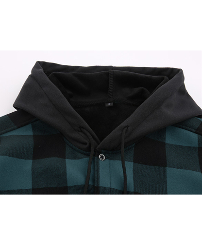 ZITY Men's Long Sleeve with Double Pockets Plaid Hoodie Jacket-DUMJA05356|Zitysports
