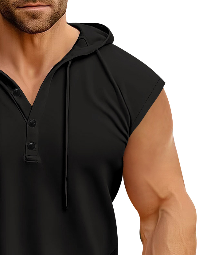 ZITY Men's Sleeveless Running Fitness Sweatshirt Button Up Hoodie-DUMMG05232 |Zitysports