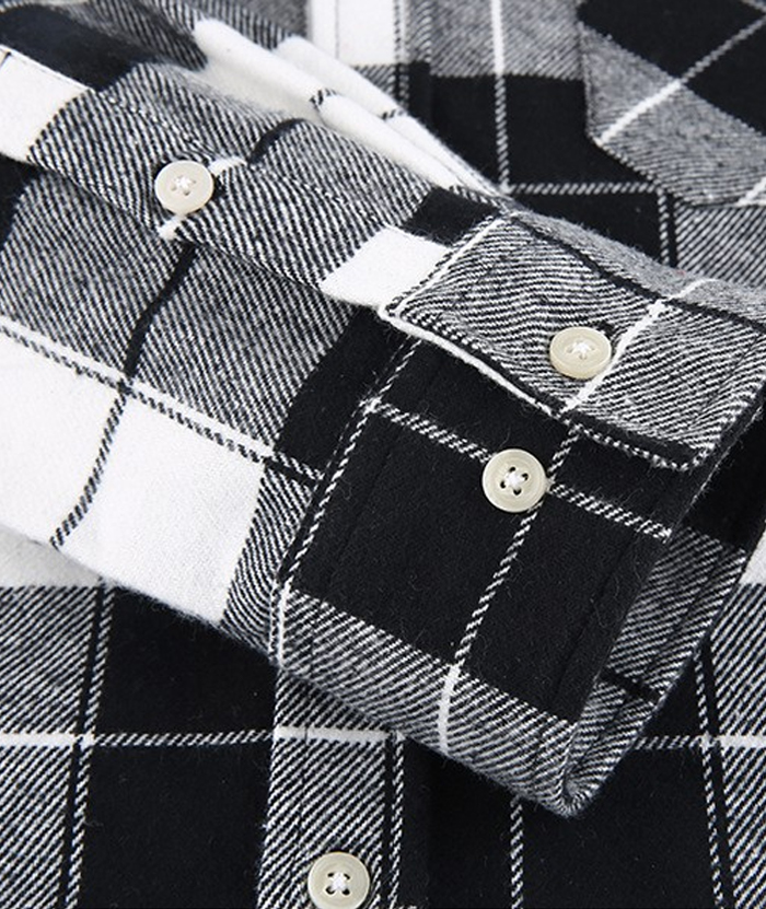 Men's Hooded Button Up Flannel Plaid Shirt-DUMLT05800