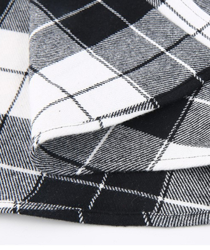 Men's Hooded Button Up Flannel Plaid Shirt-DUMLT05800