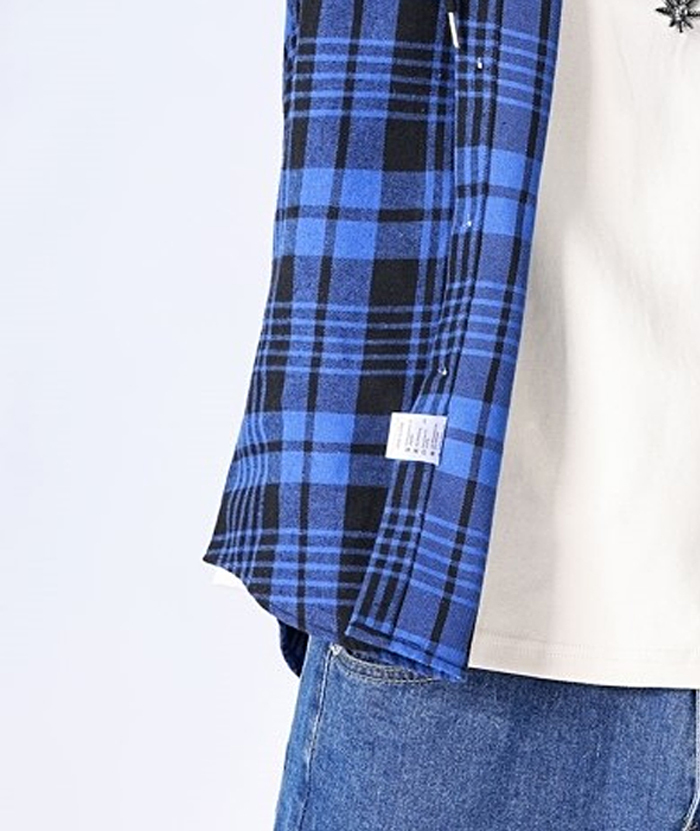 Men's Hooded Button Up Flannel Plaid Shirt-DUMLT05800