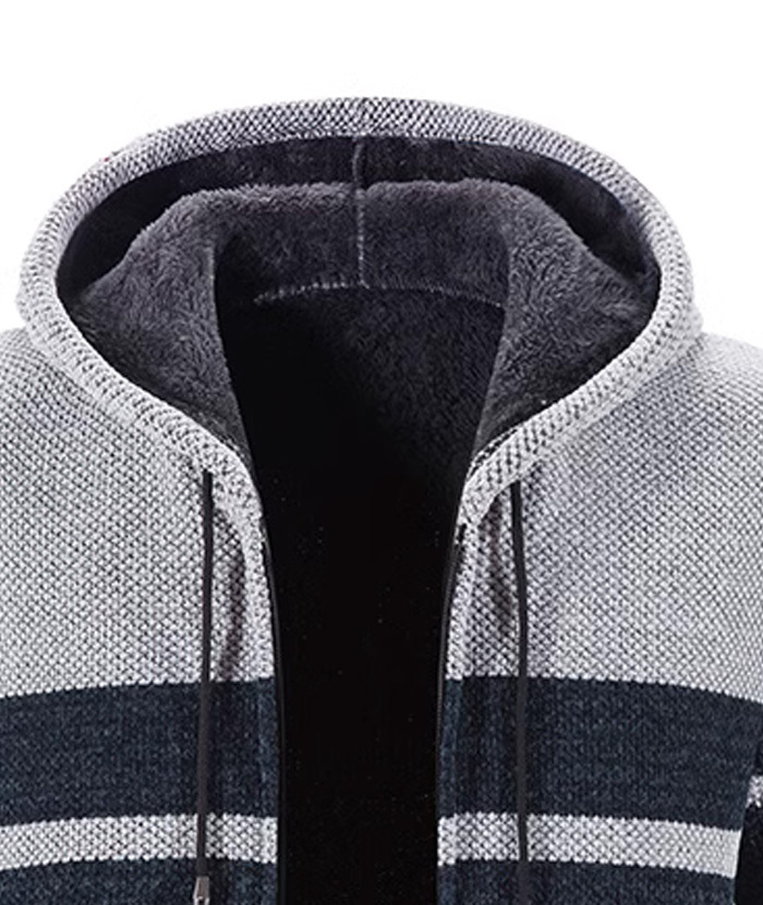 ZITY Men's Knitted Full Zip Slim Fit Warm with Pockets Hoodie-DUMFH05013|Zitysports