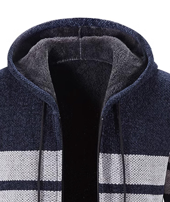 ZITY Men's Knitted Full Zip Slim Fit Warm with Pockets Hoodie-DUMFH05013|Zitysports