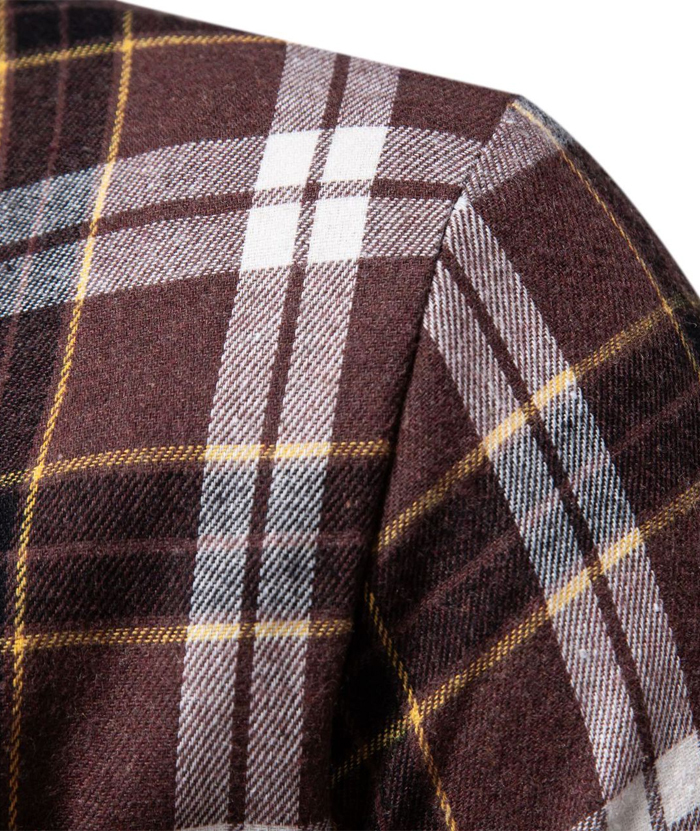 ZITY Men's Full Sleeved Stand Collar Plaid Flannel Shirt-DUMLT05246|Zitysports