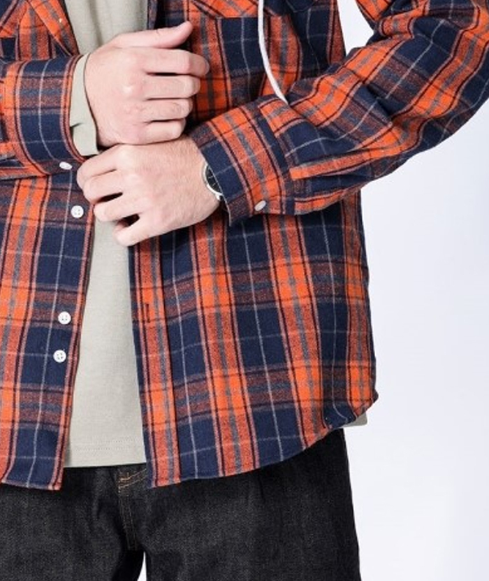 Men's Hooded Button Up Flannel Plaid Shirt-DUMLT05800
