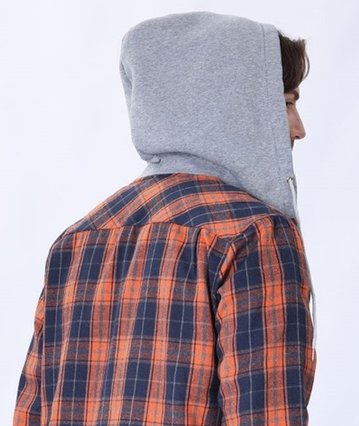 Men's Hooded Button Up Flannel Plaid Shirt-DUMLT05800