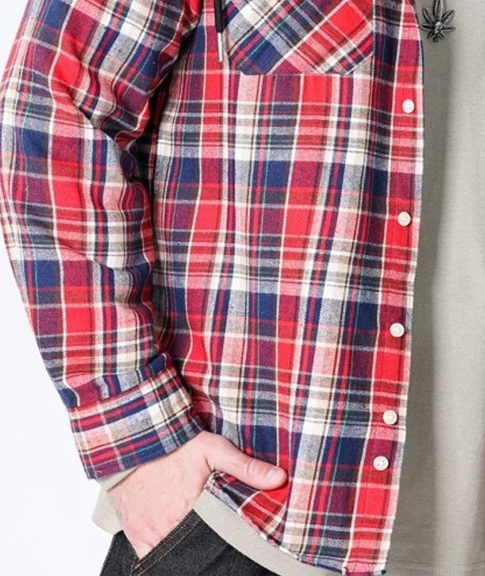 Men's Hooded Button Up Flannel Plaid Shirt-DUMLT05800