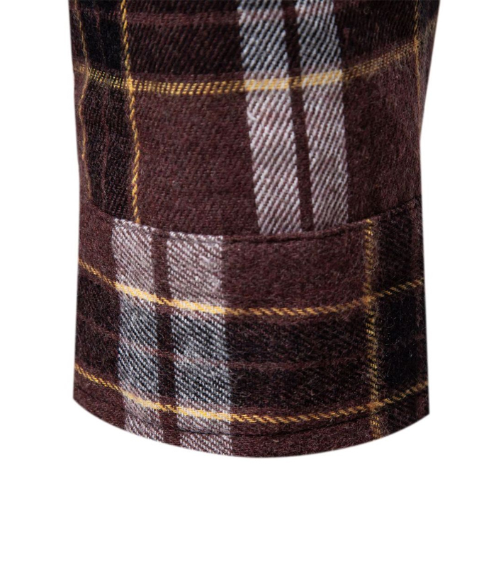 ZITY Men's Full Sleeved Stand Collar Plaid Flannel Shirt-DUMLT05246|Zitysports