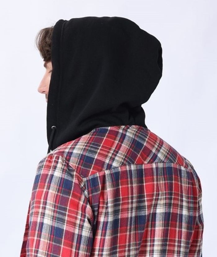 Men's Hooded Button Up Flannel Plaid Shirt-DUMLT05800