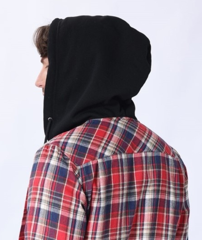 Men's Hooded Button Up Flannel Plaid Shirt-DUMLT05800