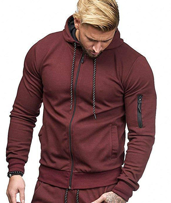 ZITY Men's Full-Zip Long Sleeve Workout Slim Fit Outdoor Hoodie-DUMFH04985|Zitysports