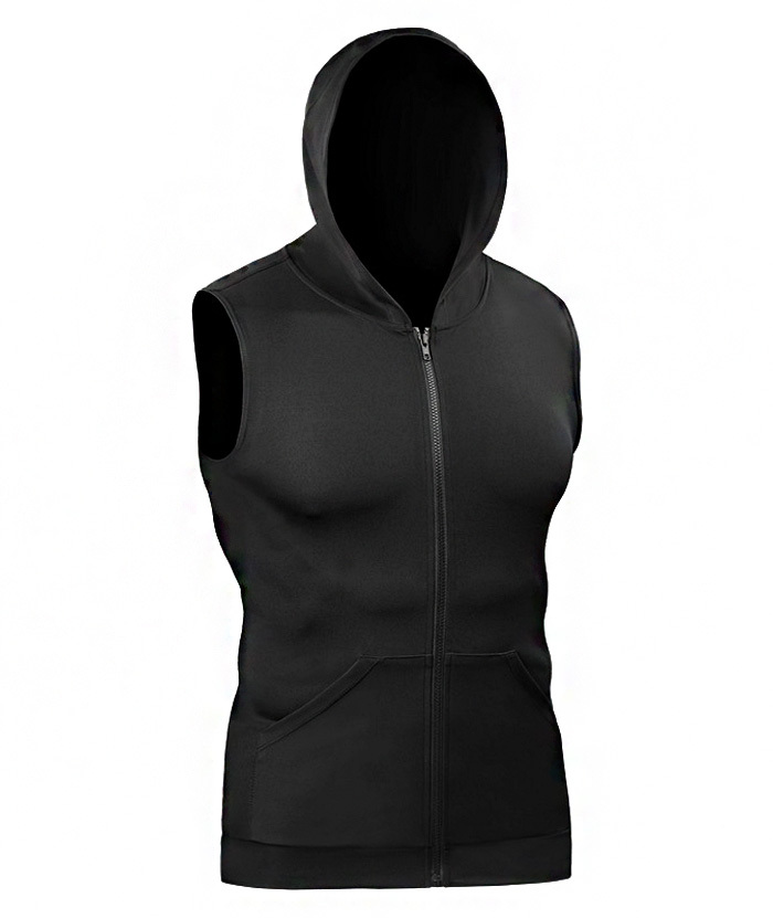 ZITY Men's Zip Up Slim Fit Sleeveless Hoodie-DUMMG05220|Zitysports