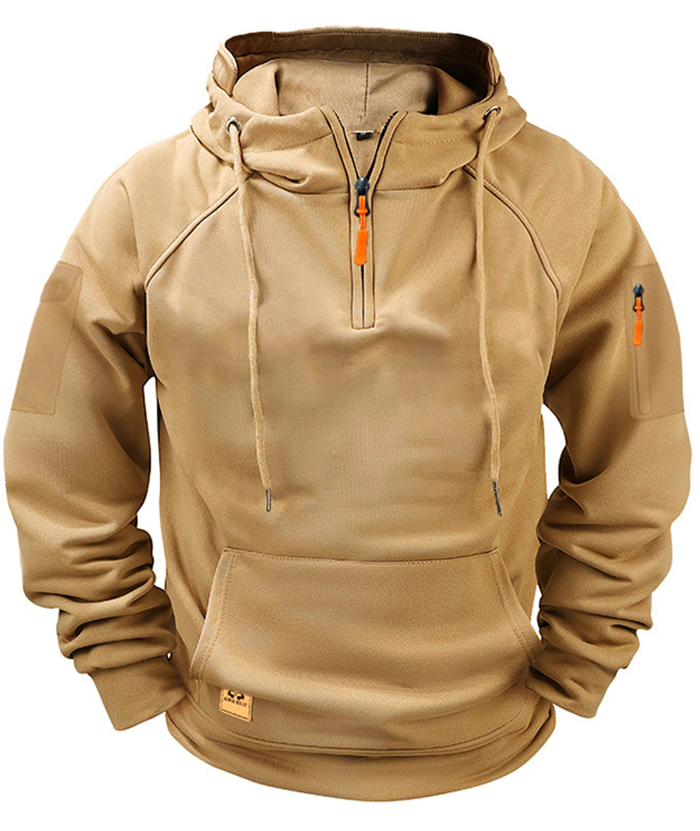ZITY Men's Solid Quarter-Zip Hoodie-DUMFH04875 | Zitysports