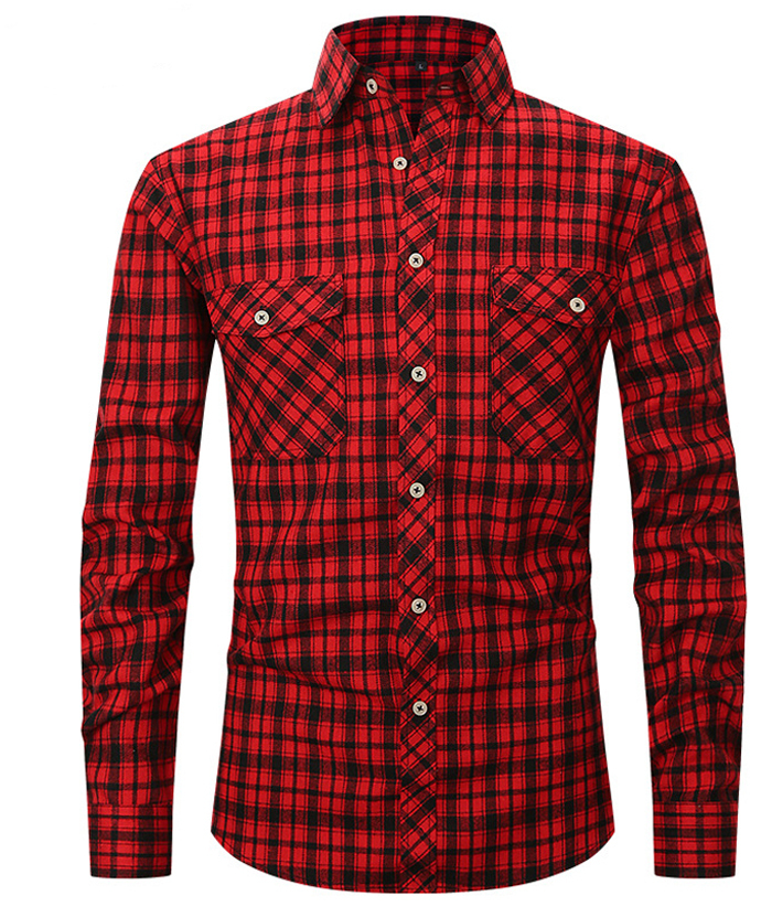 ZITY Men's Slim Fit Plaid Flannel Shirt-DUMLT05228|Zitysports