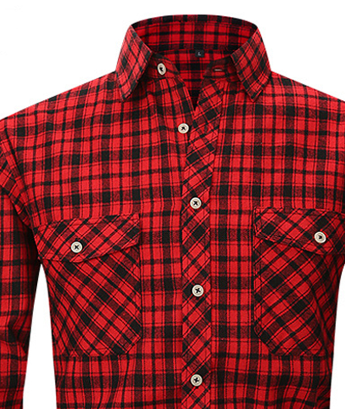 ZITY Men's Slim Fit Plaid Flannel Shirt-DUMLT05228|Zitysports