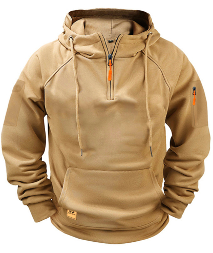 ZITY Men's Solid Quarter-Zip Hoodie-DUMFH04875 | Zitysports