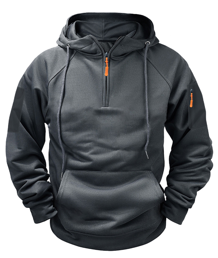 ZITY Men's Solid Quarter-Zip Hoodie-DUMFH04875 | Zitysports