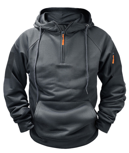 ZITY Men's Solid Quarter-Zip Hoodie-DUMFH04875 | Zitysports