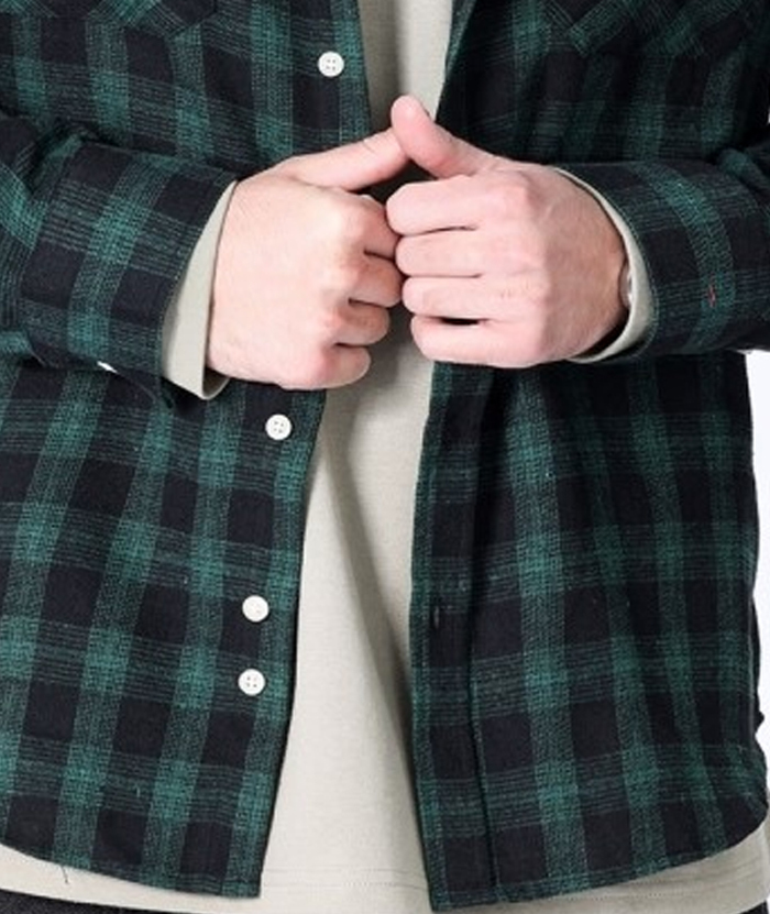 Men's Hooded Button Up Flannel Plaid Shirt-DUMLT05800