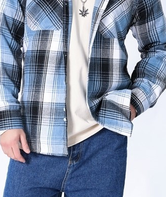Men's Hooded Button Up Flannel Plaid Shirt-DUMLT05800