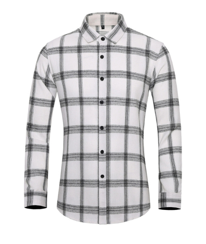 ZITY Men's Slim Fit Plaid Flannel Long Sleeve Shirt-DUMLT05250|Zitysports