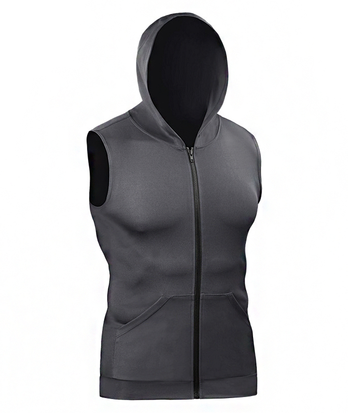 ZITY Men's Zip Up Slim Fit Sleeveless Hoodie-DUMMG05220|Zitysports
